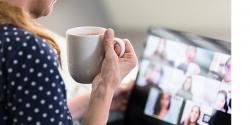 woman at a computer on a video conference