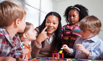 Teacher with children