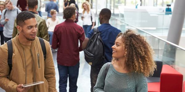 Adults engaging in conversation