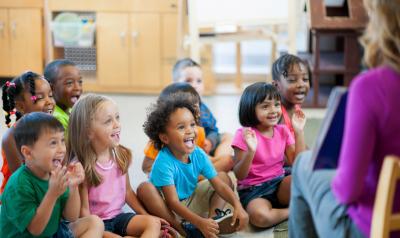 Young children enjoy a read aloud