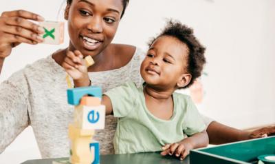 Mother playing with her child