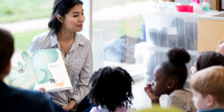 a teacher reading to children